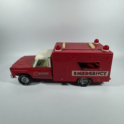 Vintage Nylint Emergency Ambulance Truck Pressed Steel Toy Red USA 1970s