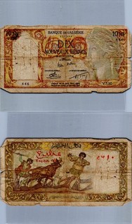 Banconota Algeria 10 Dix Nouveaux Francs 1959 rara grado francese povero A23/71