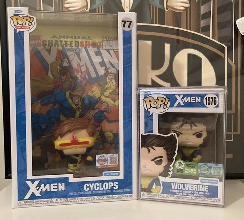 Funko Pop Limited Edition Cyclops Comic Cover and ECCC Wolverine Set of 2