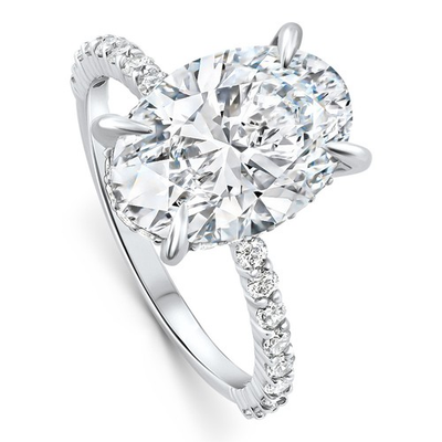 #ad Certified 4.55Ct Oval Diamond Side Halo Engagement Ring 14k White Gold Lab Grown $1499.60