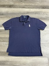 Vintage 90s Polo Ralph Lauren Big Pony Navy Polo Shirt Preppy - Men  s Medium