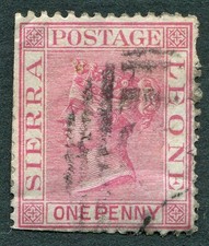 SIERRA LEONE 1885? 1d rose-carmine SG28a used NG Queen Victoria a #C01