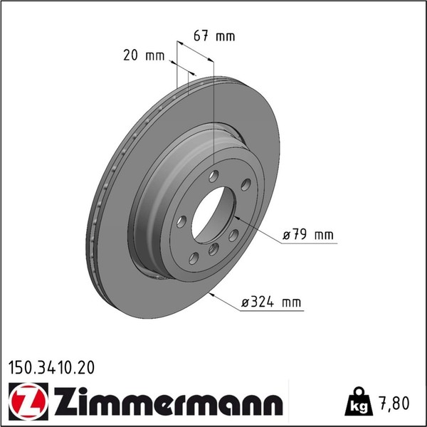 2X Zimmermann 150.3410.20 Bremsscheibe FüR BMW 7 E65 E66 E67-image