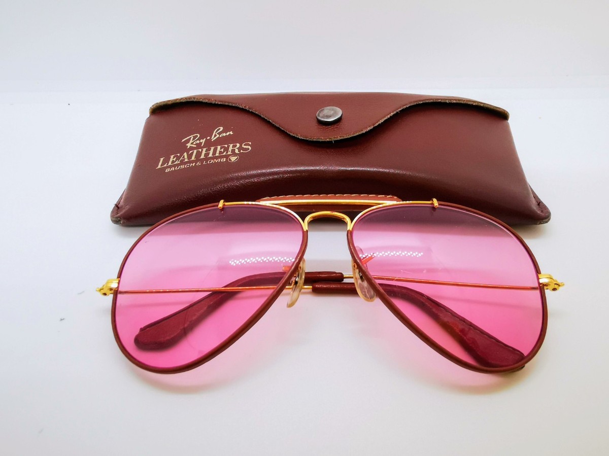 Vintage Ray Ban Bausch & Lomb Leathers 58mm - Pink