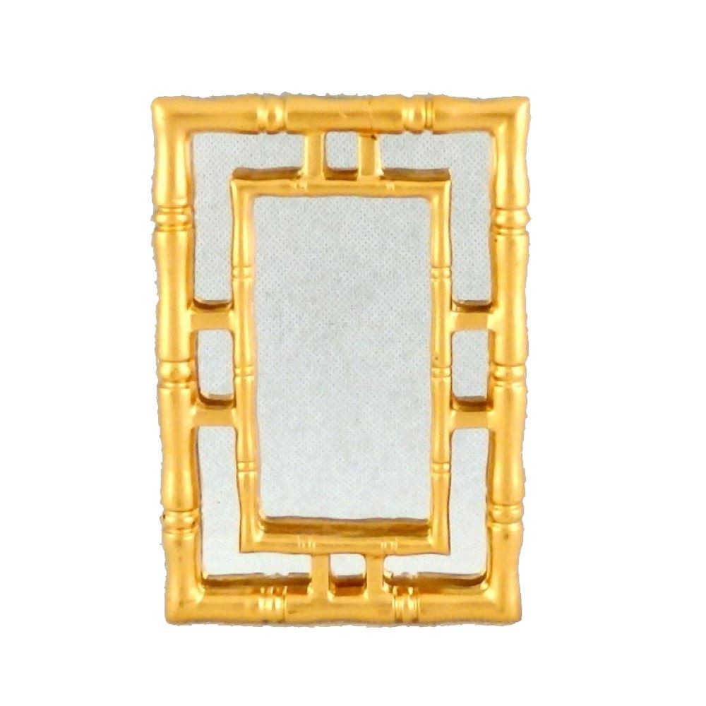 Dolls House Contemporary Gold Framed Wall Mirror Miniature Accessory