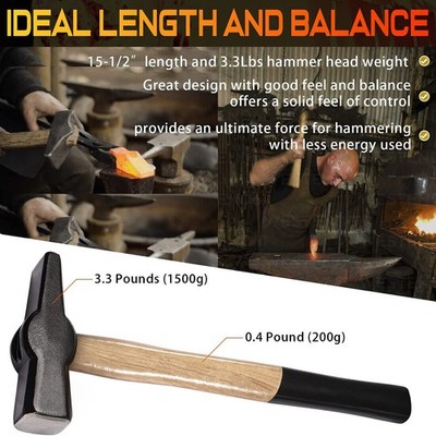 Blacksmiths' Hammer 0000811-1500 for Knife Making Forge Tongs Vise Anvil Tools