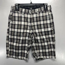 DC Shoes Chino Shorts Mens Size 28 Gray Black Plaid