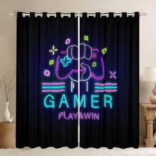 Modern Gamer Window Curtains Videogame Controller Gamepad Window Drapes for L...
