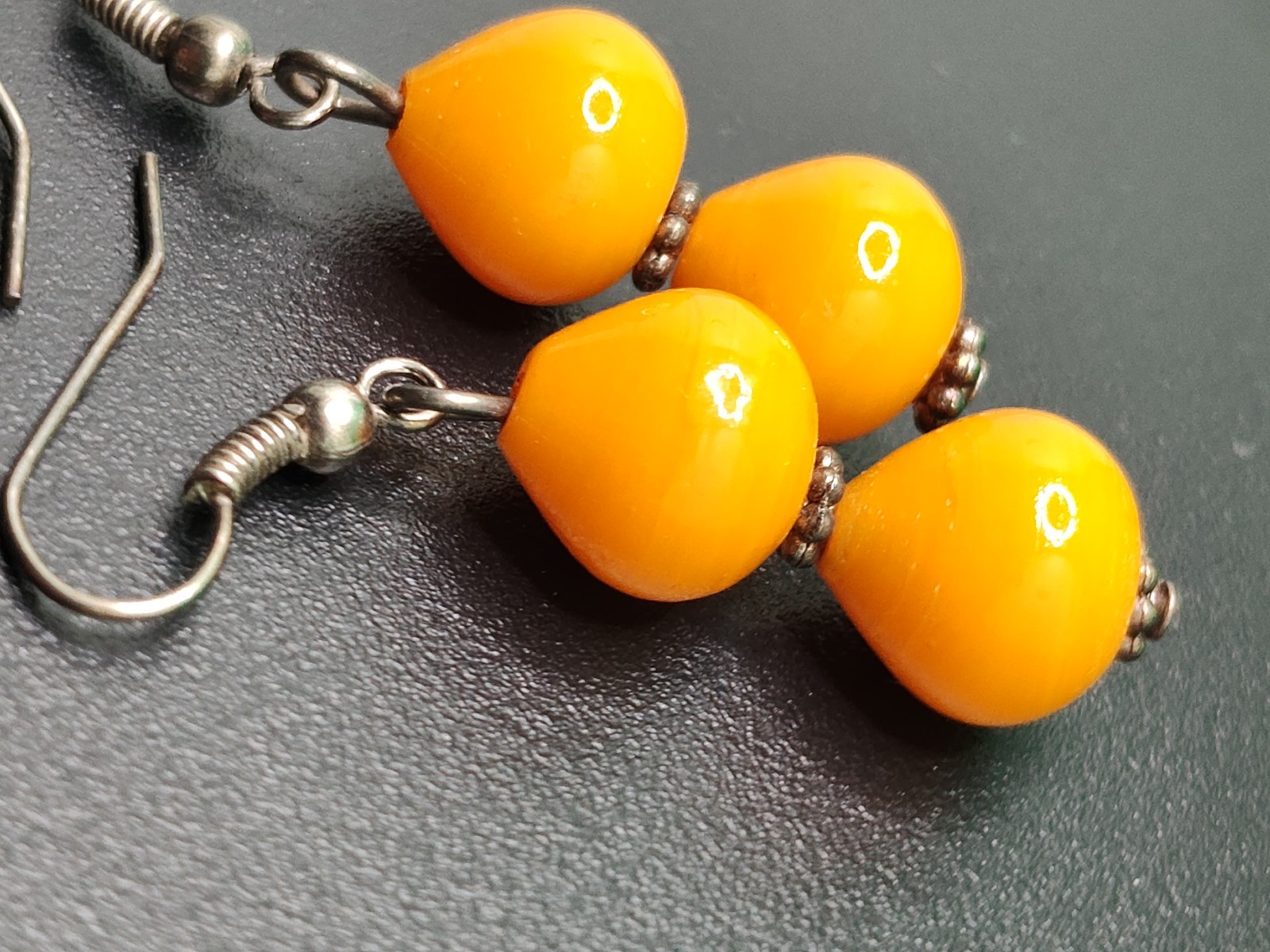butterscotch bakelite long dangle drop earrings w… - image 5