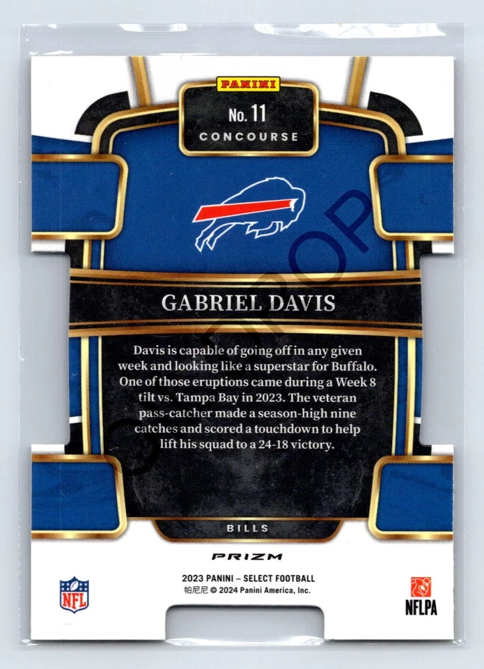 Gabriel Davis ~ 2023 Panini Select ~ Red & Yellow Die-Cut Prizm #11 - Image 2 of 2
