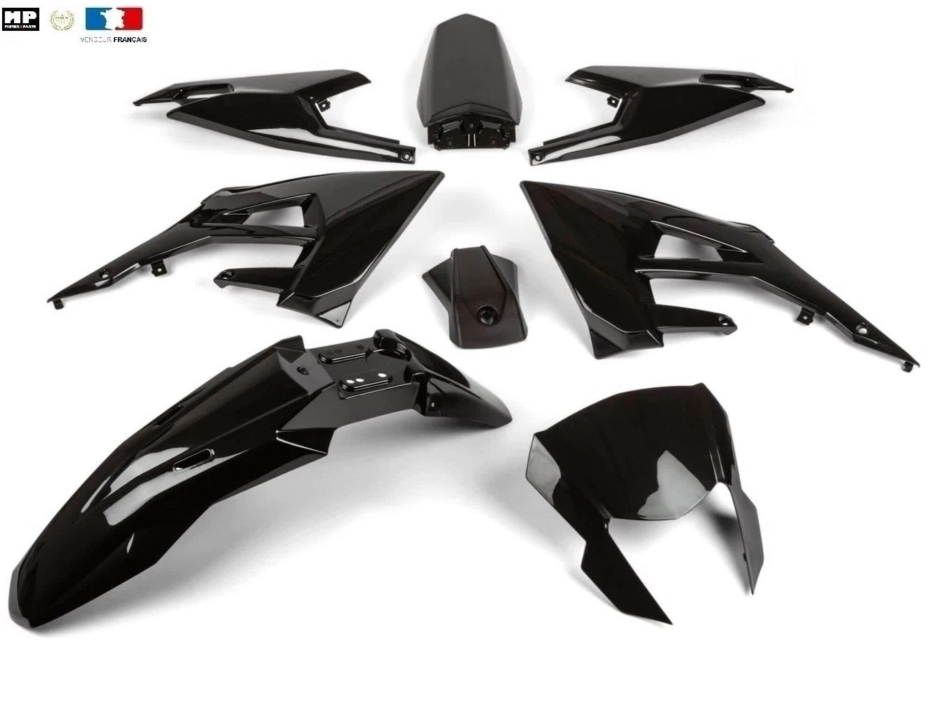 Kit carénage Gilera SMT 50 de 8 pièces en plastique injecté noir rigide