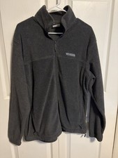 Columbia Gray Men's Fleece Jacket L Full Zip Pockets Stand-Up Collar