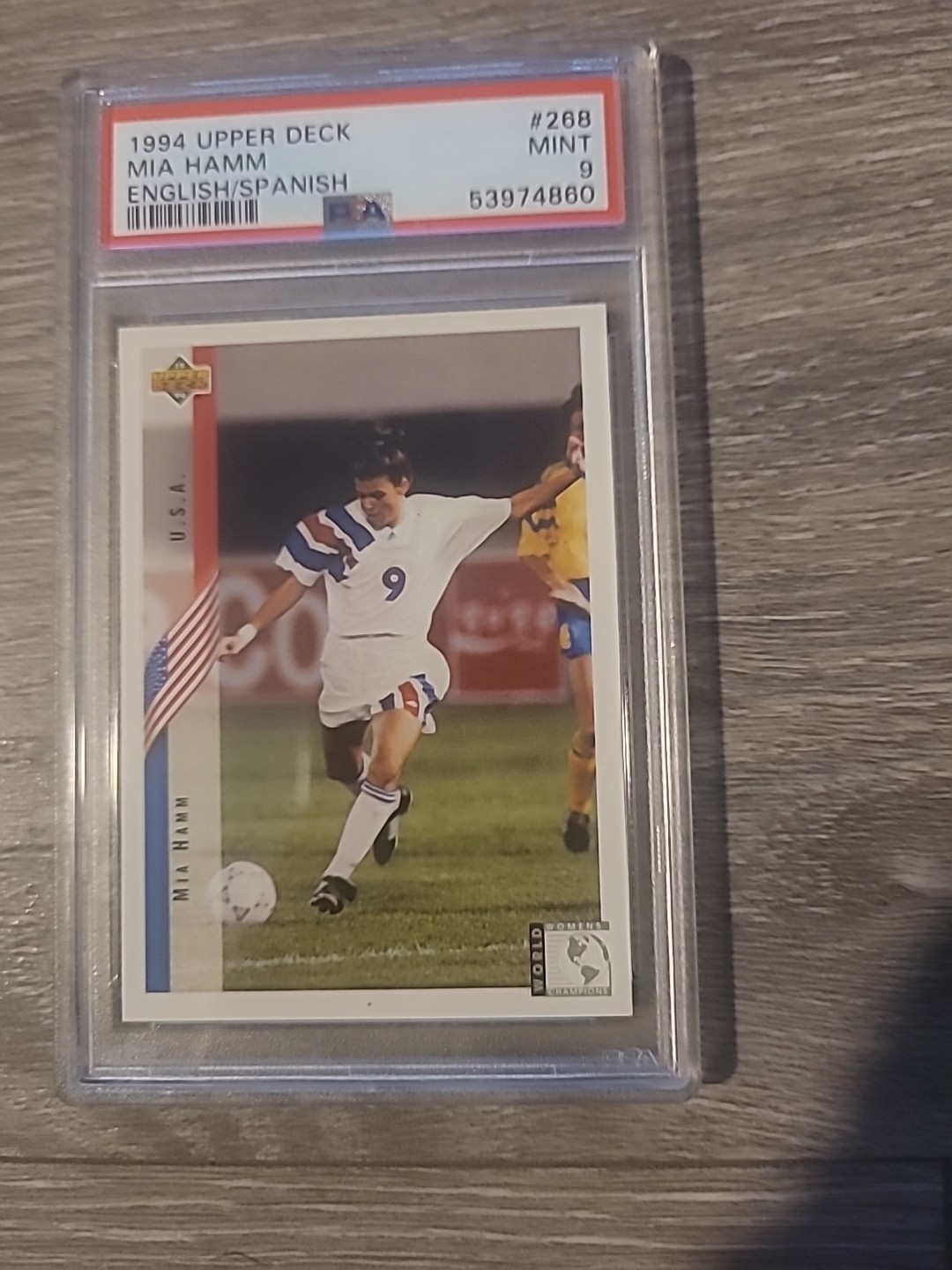 1994 Upper Deck World Cup English/Spanish - Mia Hamm #268 (RC) PSA 9