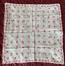 Taschentuch m. Rote Spitze Handarbeit Spitzentuch Deko 28x28cm