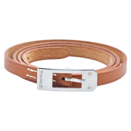 HERMES Belt KELLY ARDIEN 3ROW Brown Leather 70cm Box Women's 2022 US