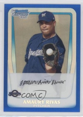 2011 Bowman Chrome Prospects Blue Refractor 78/250 Amaury Rivas #BCP27 1j6