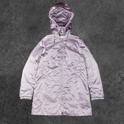 Acne Studios Lexi Bomber PSS17 Long Satin Hooded Bomber Coat Lilac Lavende