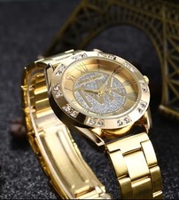 NewLuxury Women's Watch Fashion Diamonds TVK Quartz Stainless Steel Gold