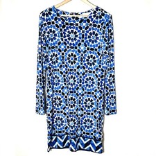 Michael Kors blue and white long sleeve sheath dress size medium M B141