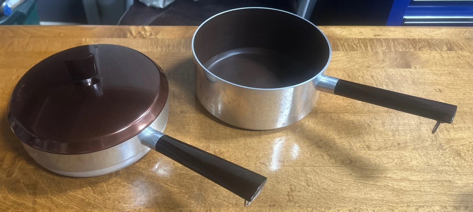 2 West Bend 3 Quart Sauce Pan Vintage Pot USA Mid Century Modern Style