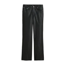 J.Crew Faux Leather Pants Womens Slim Wide Leg Ankle Length Buttery Soft Stretch