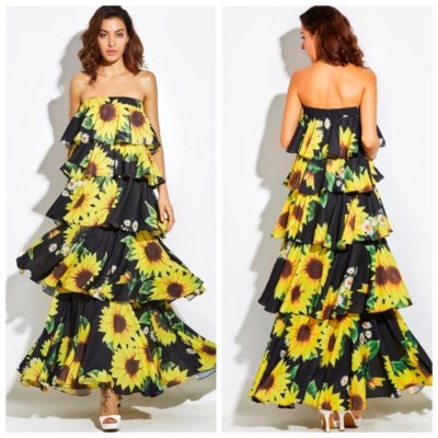 black and yellow sunflower dress