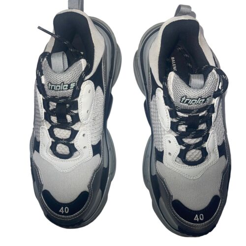 Balenciaga Triple S Women’s Sneakers Size 40EU / 10 US Grey Metallic Black