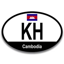 Cambodia Cambodian Euro Oval Magnet Decal, 4x6 Inches, Automotive Magnet