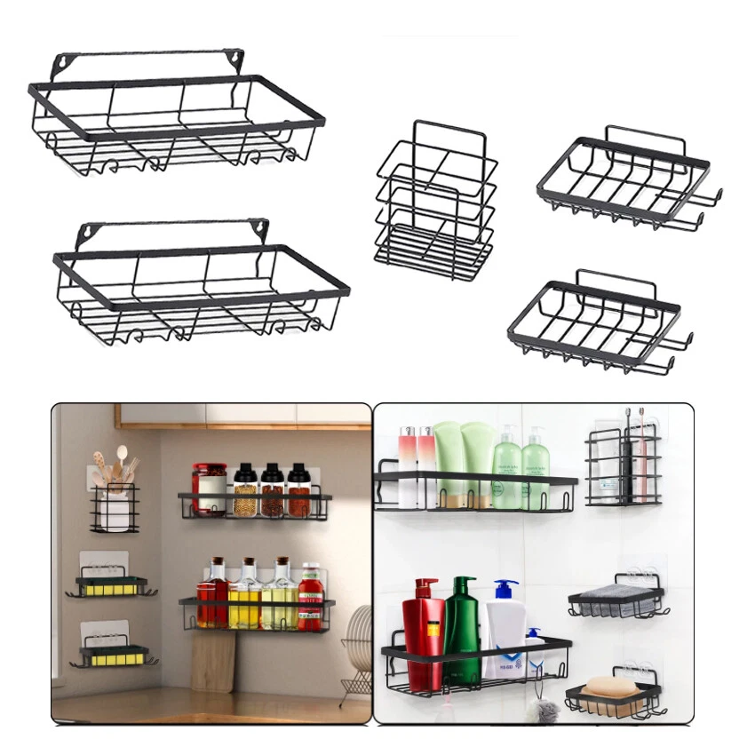 Paquete de 5 organizadores adhesivos de ducha para almacenamiento de baño y cocina Foto 4 de 4
