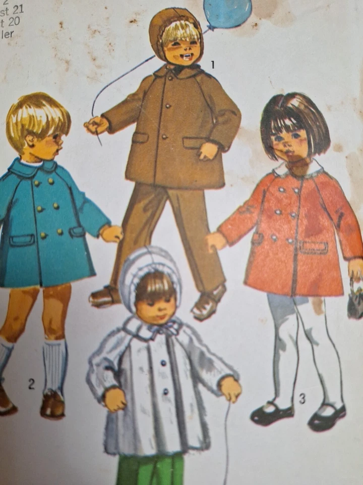 Coat Pants Hood Girls Boys 2 2T Simplicity 9042 Sewing Pattern VTG Double Breast - Image 2 of 4