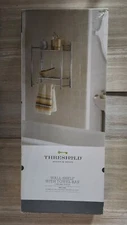 Threshold Chrome Finish 2-tier Wall Shelf Rack w/ Towel Bar Wall Mounted Holder