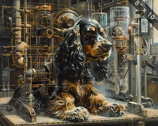 Mechanical Cocker Spaniel with holographic interface in  8x10 Print