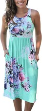 NWT $39 XL OURS Women's Dress PRETTY Floral Print Racerback Midi Pockets