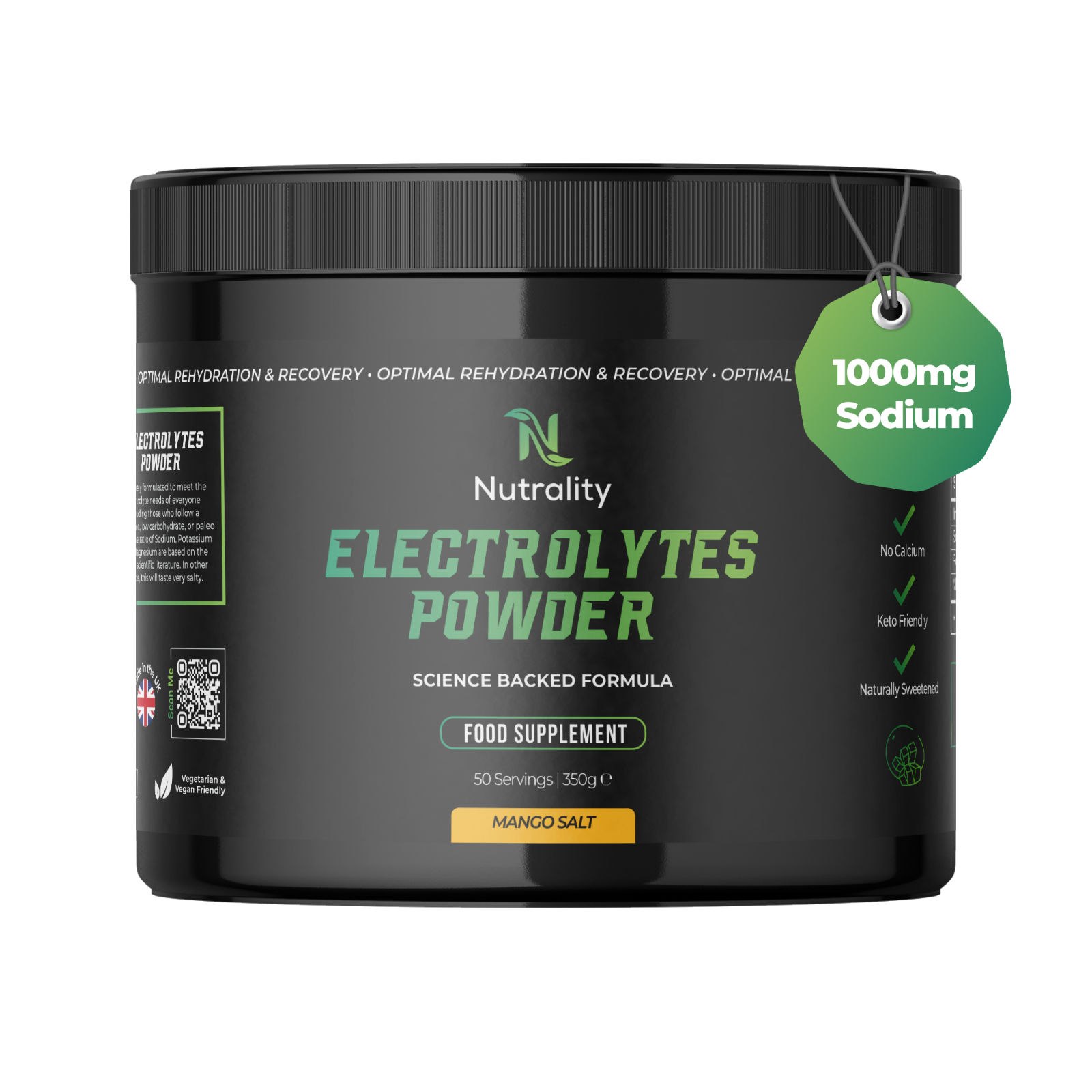 Nutrality Electrolytes Powder 350g | Vegan | Mango Flavour