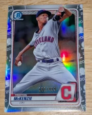 Triston McKenzie Cleveland Indians 2020 Bowman Chrome Refractor RC #'ed /499
