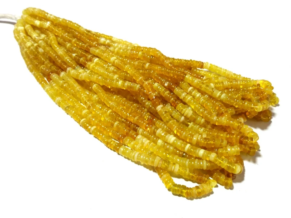 Pneumatico opale giallo naturale Heishi 5-5,5 mm pietre preziose lisce perlin... - Immagine 2 di 4