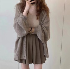Lady sweet Sweater Knitted Coat Cardigan Outwear Top Casual Loose Retro