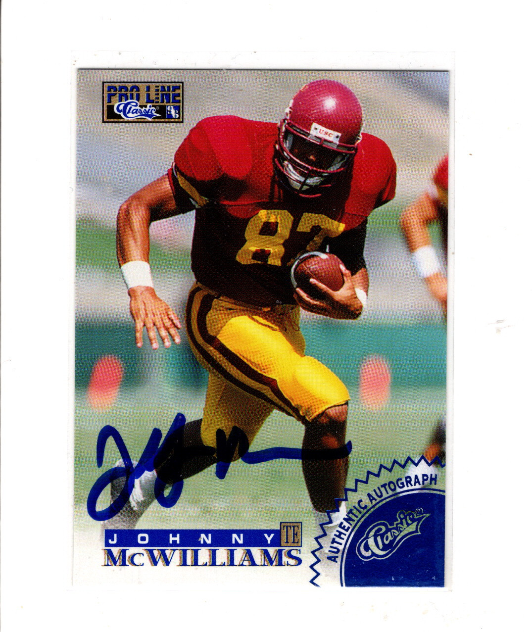 1996 Pro Line Auto Blue Johnny McWilliams Rookie Auto RC USC Trojans