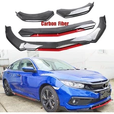 Front Bumper Lip Splitter Body Kit Spoiler For Honda Civic Sedan Carbon Fiber