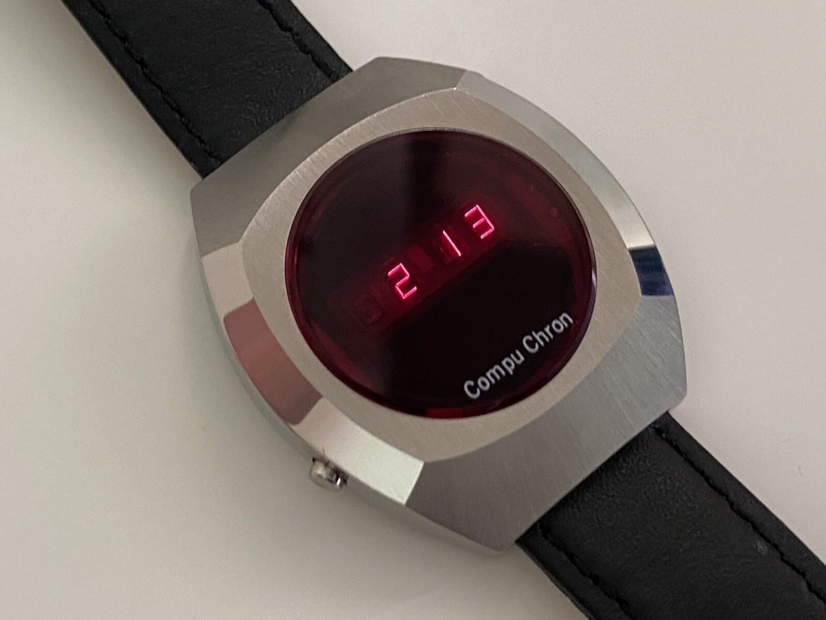 激レア◇中古動品◆コンピュクロン Compu Chron　LEDデジタル時計 compu chron led time date seconds stainless steel wristwatch