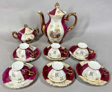 Coffee/Tea Set French Porcelain Sevres Limoges Style 16-Piece Hand-Painted