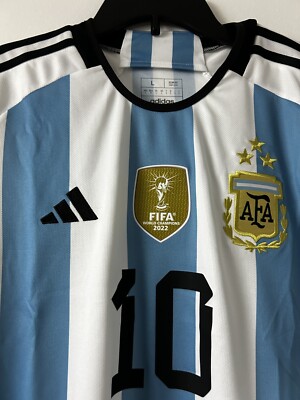 2022/23 アルゼンチン (#10 MESSI)3つ星 Original Adidas Lionel Messi Jersey Men Large 2022 World Cup 3