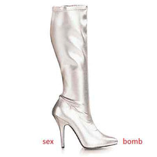 SEXY stivali ARGENTO al ginocchio ZIP tacco 13 n. 38 scarpe Fashion GLAMOUR !