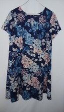 Eliza J Dress Women's 16w Navy Blue Floral Multi Color Plus Size Short Sleeve