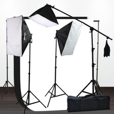 6x9 BW Muslin Background Stand Video Photo Studio Softbox Boom Stand Hair Light