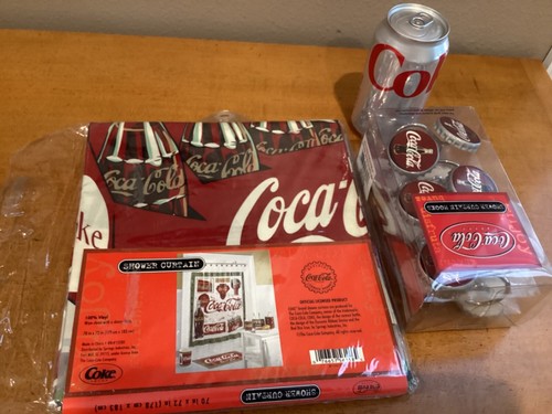 Coca-Cola Shower Curtain 70” x 72” 100% Vinyl Brand New in Package + hooks - Picture 3 of 5