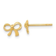 14k Yellow Gold Polished Bow Earrings
