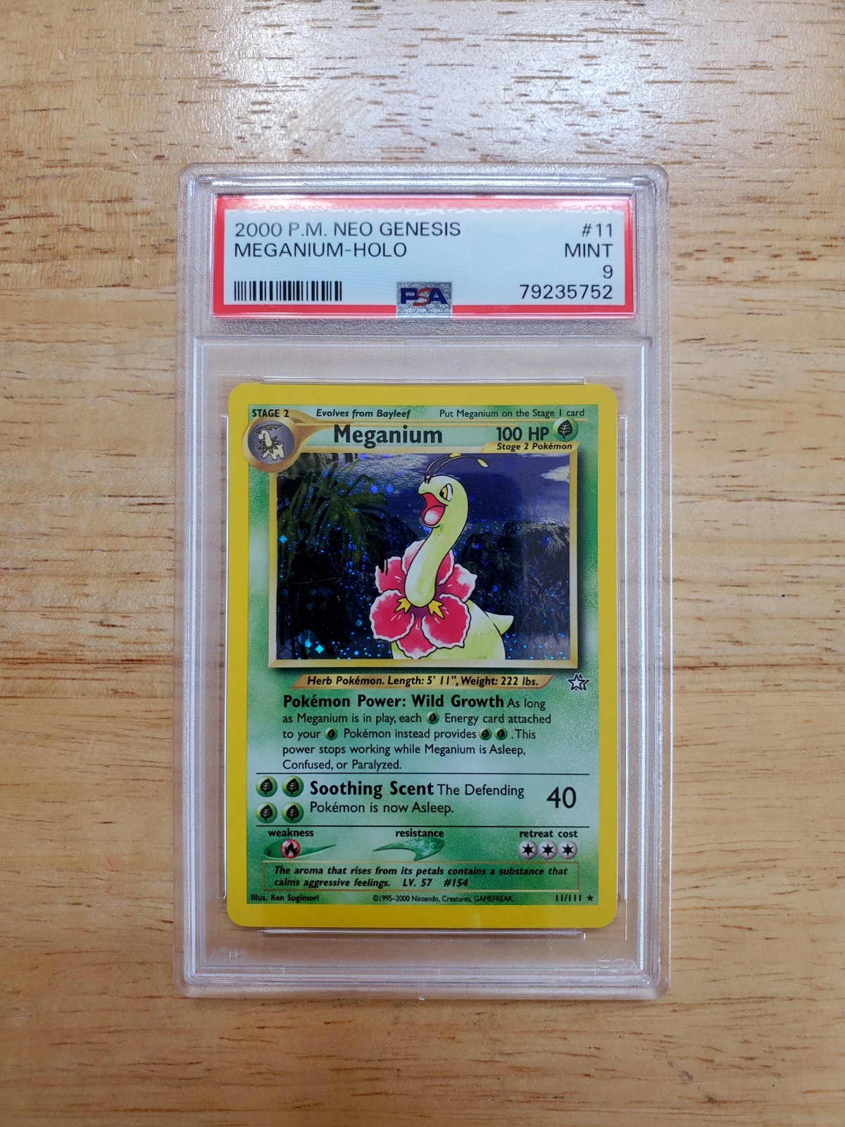 Pokemon PSA 9 MINT 2000 Meganium 11/111  Neo Genesis Holo Rare Card