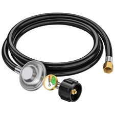 6ft Propane Regulator with Hose&Gauge, 0-1Psi Propane Hose, Gas Grill Regulat...