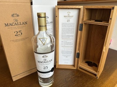 The Macallan 25 Year Old Scotch Whisky Empty Bottle 700ml with Wooden Box